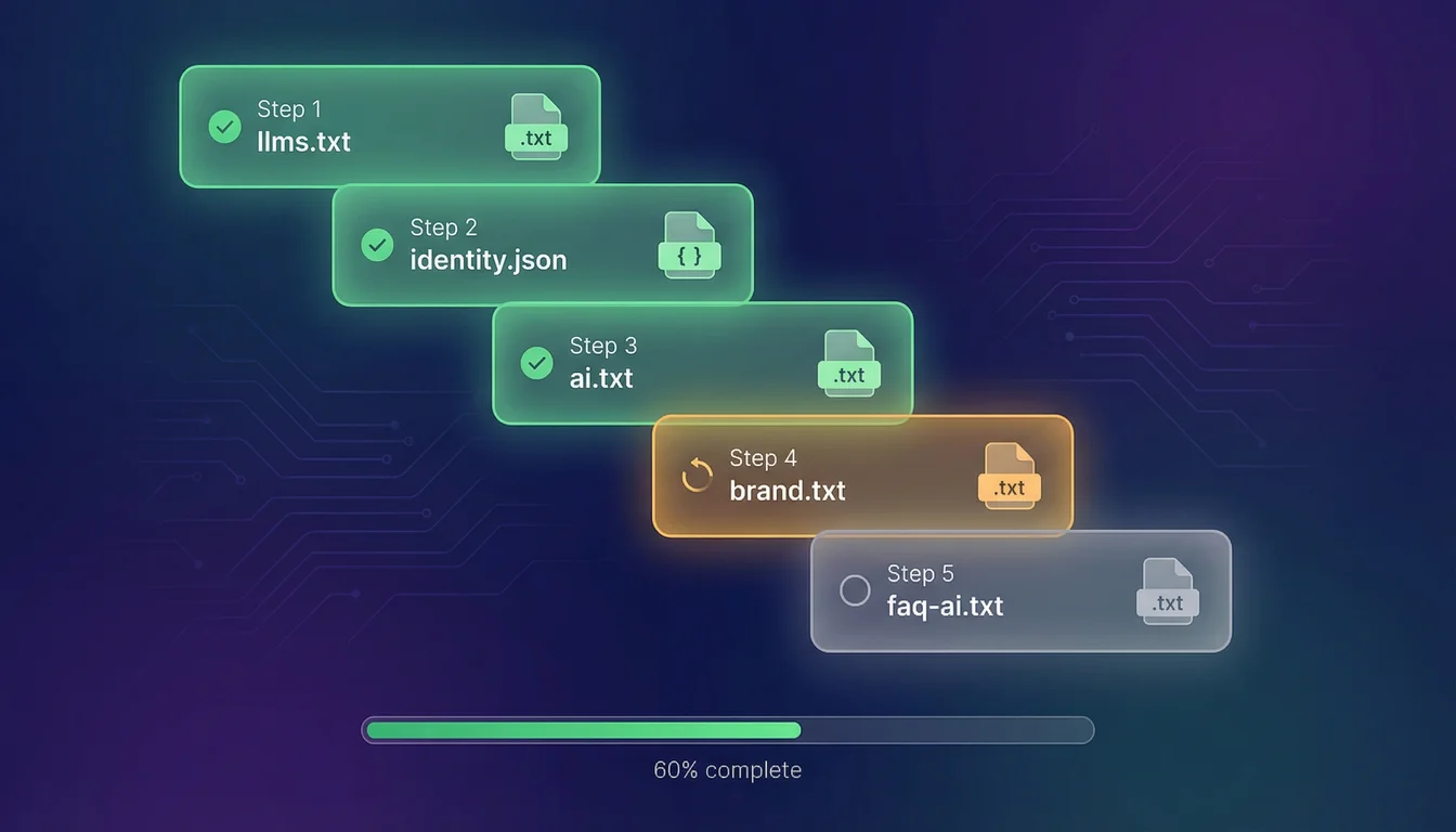 Illustration of a step-by-step implementation roadmap showing progressive AI discovery file creation
